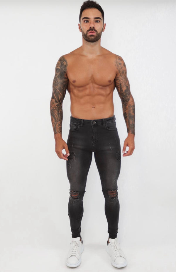 Spray on Jeans Grey Ripped - Emolos