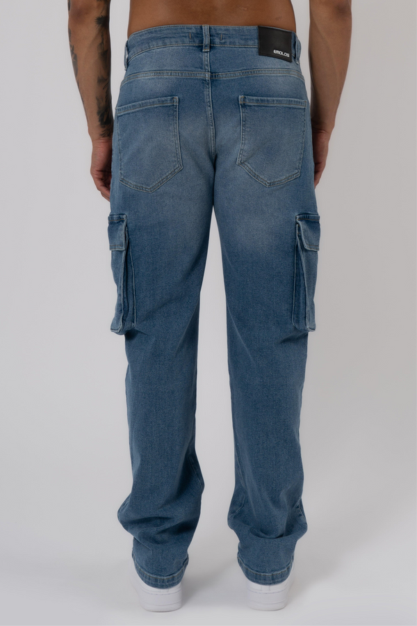 Cargo Jeans Washed - Light Blue
