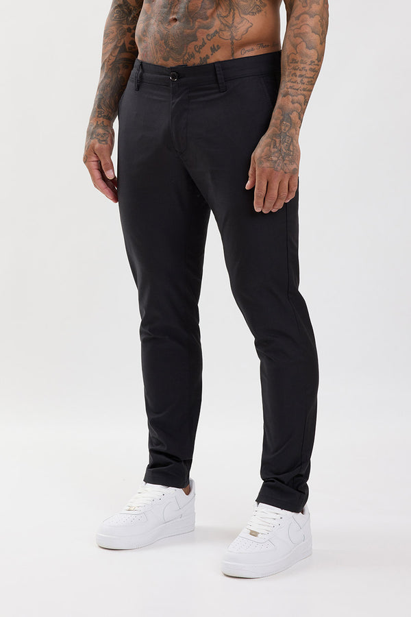 Slim Fit Chino Trousers Black - Emolos