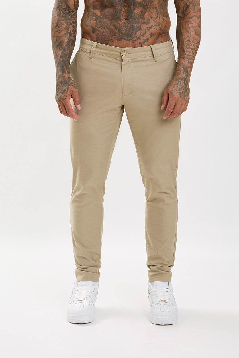 Slim Fit Chino Trousers Stone Beige - Emolos