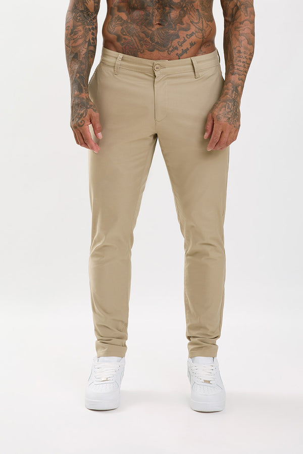 Slim Fit Chino Trousers Stone Beige - Emolos