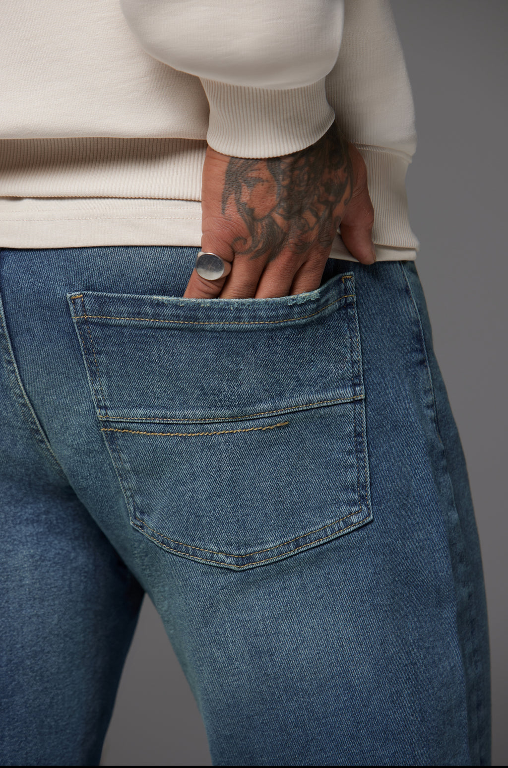 Relaxed Fit Jeans Washed Stone Blue