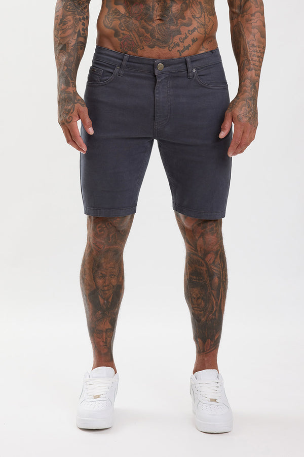 Slim Fit Denim Shorts Dark Grey - Emolos