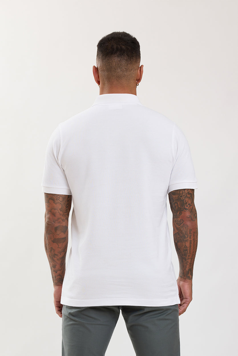Premium Pique Polo Shirt White - Emolos