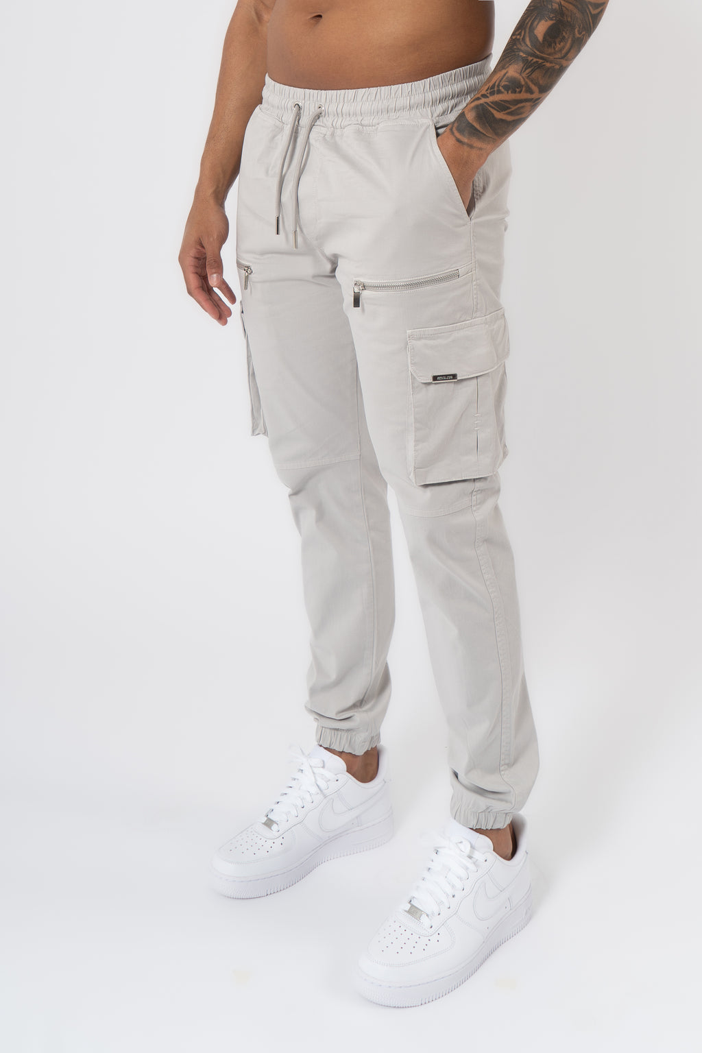 V2 Zip Details Cargo Pants - Light Grey - Emolos