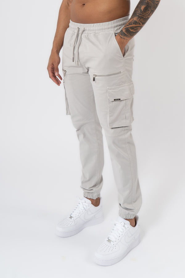V2 Zip Details Cargo Pants - Light Grey - Emolos