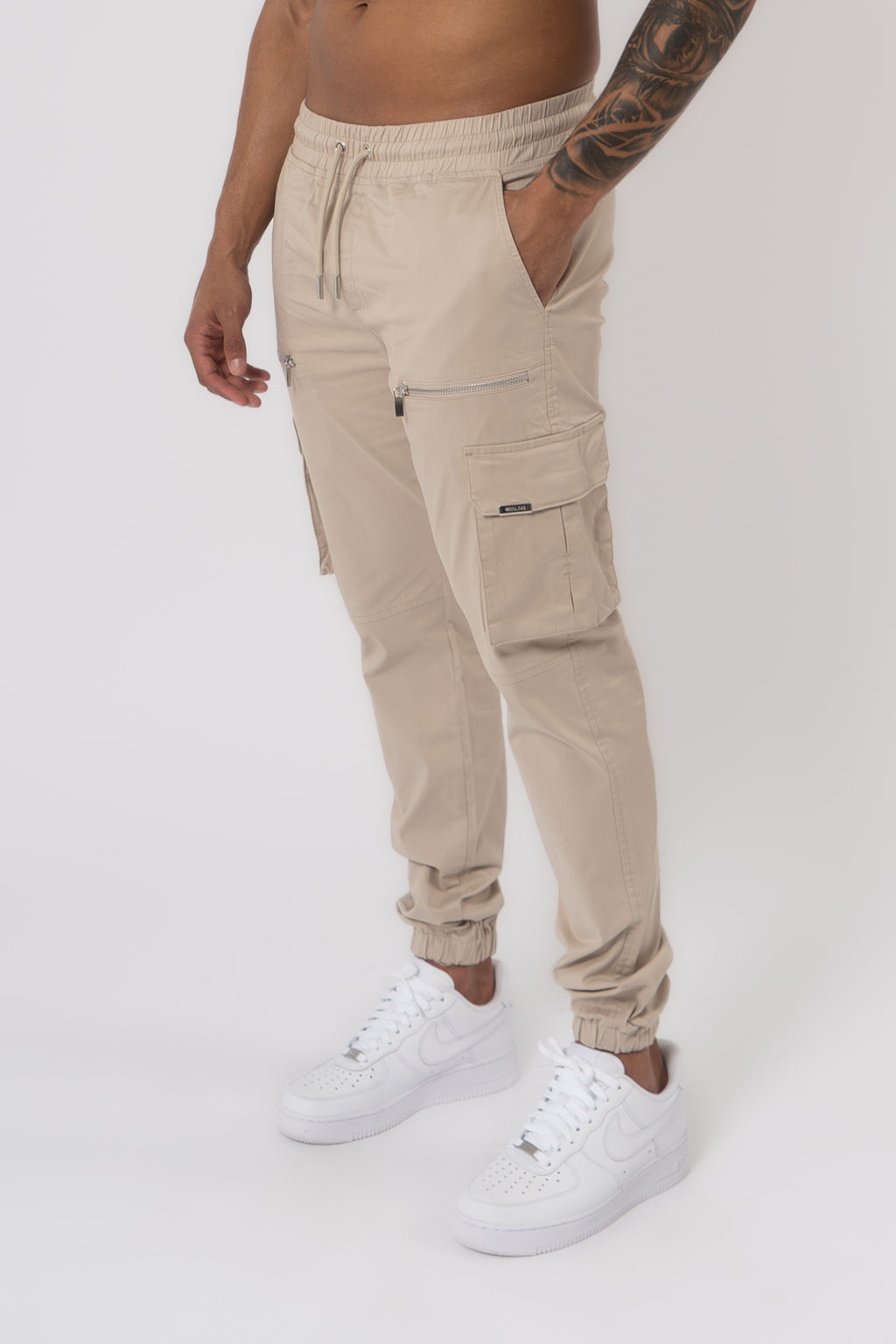 V2 Zip Details Cargo Pants - Light Grey - Emolos