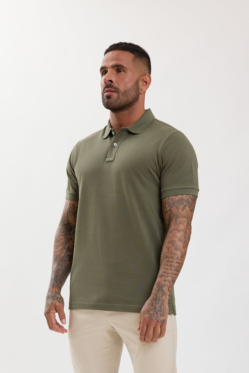 Premium Pique Polo Shirt Olive Khaki - Emolos