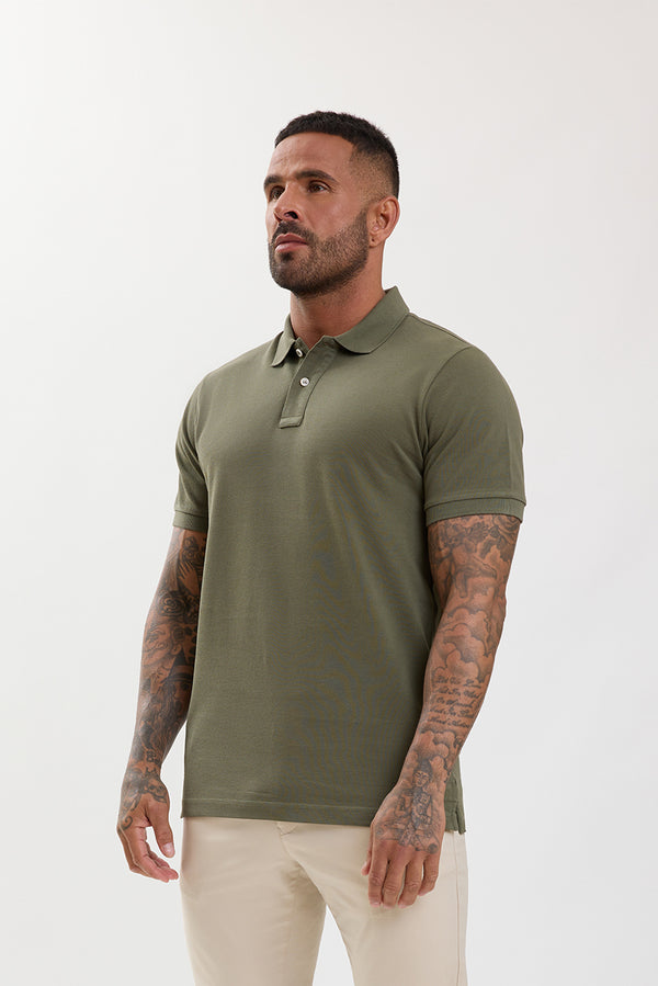 Premium Pique Polo Shirt Olive Khaki - Emolos
