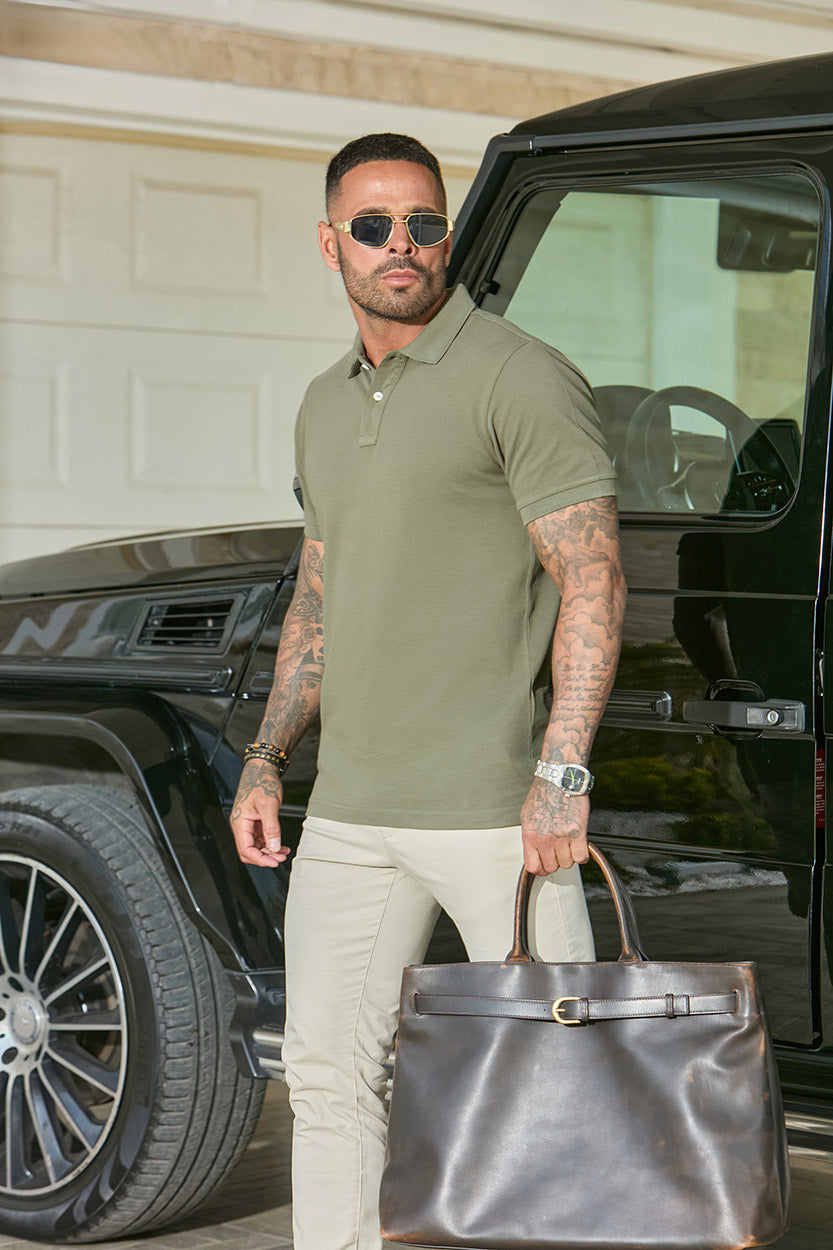 Premium Pique Polo Shirt Olive Khaki - Emolos