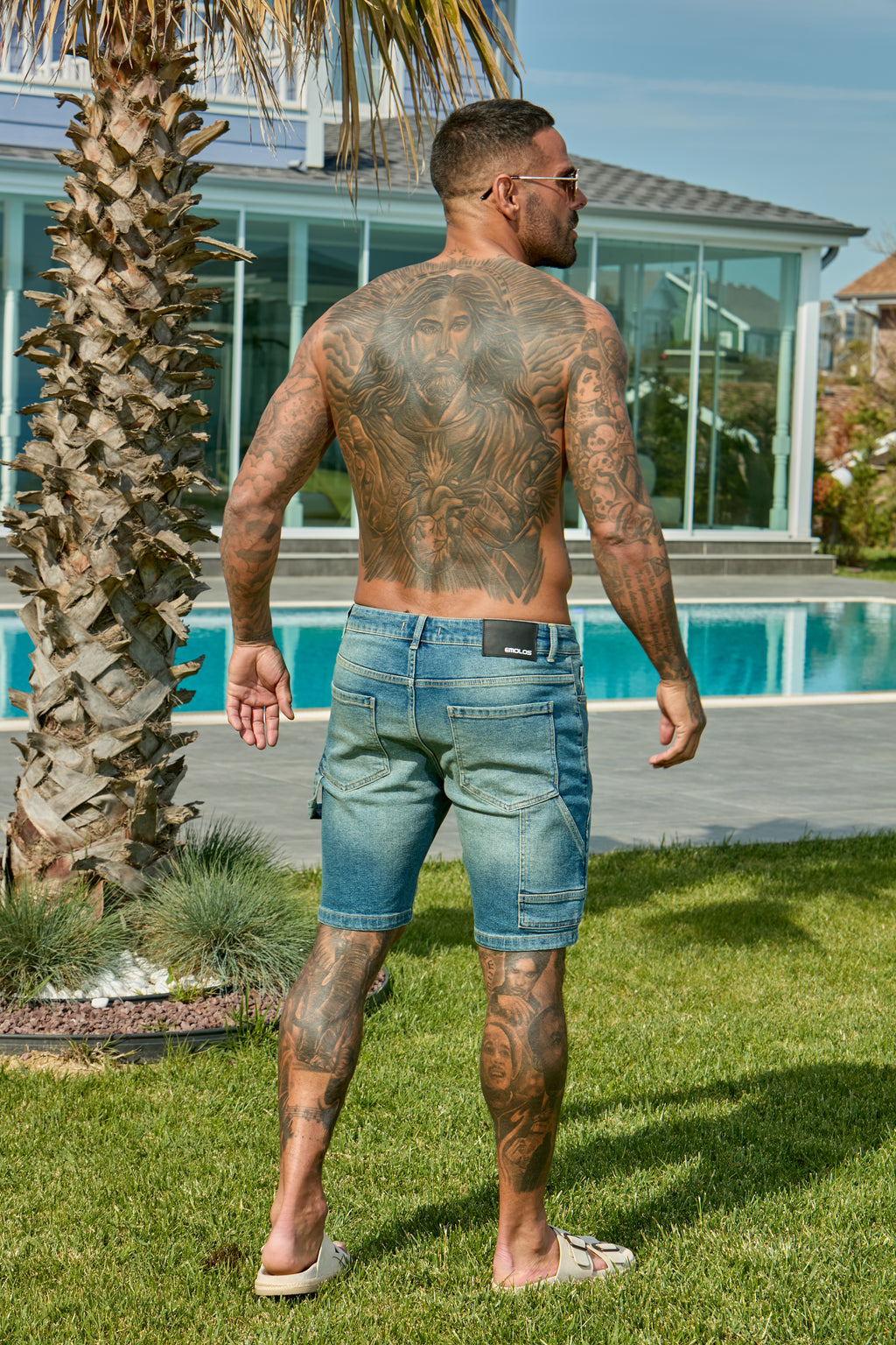 Carpenter Denim Shorts Washed - Stone Blue - Emolos