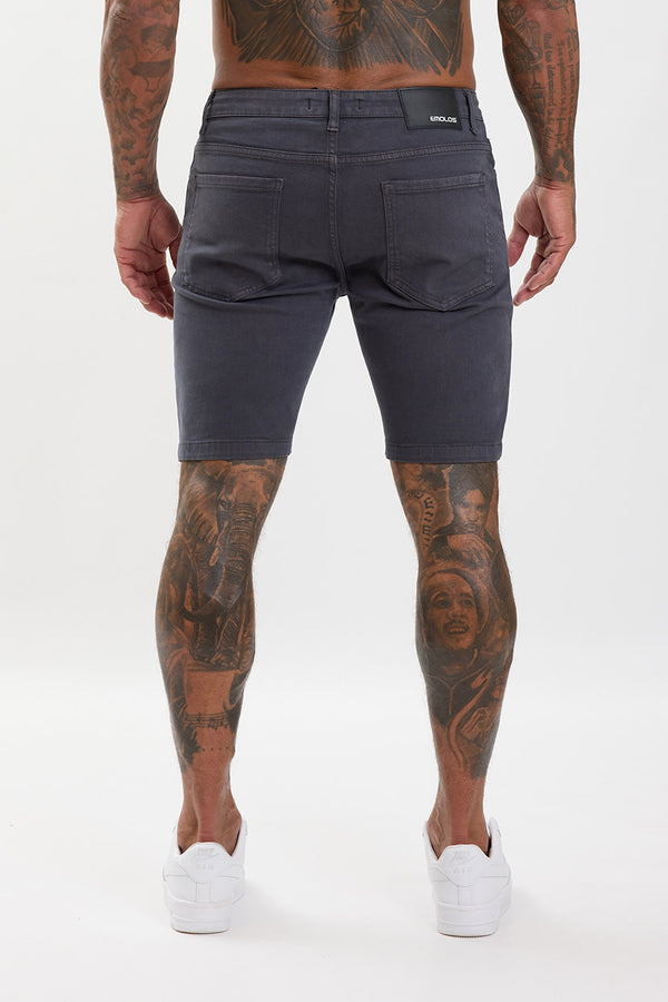 Slim Fit Denim Shorts Dark Grey - Emolos