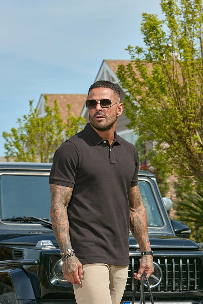 Premium Pique Polo Shirt Black - Emolos
