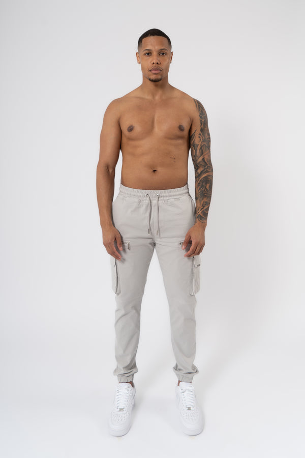 V2 Zip Details Cargo Pants - Light Grey - Emolos