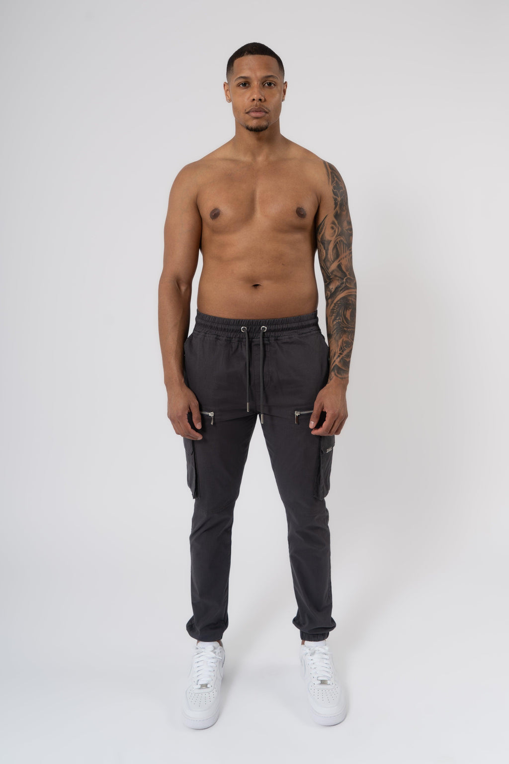 V2 Zip Details Cargo Pants - Light Grey - Emolos