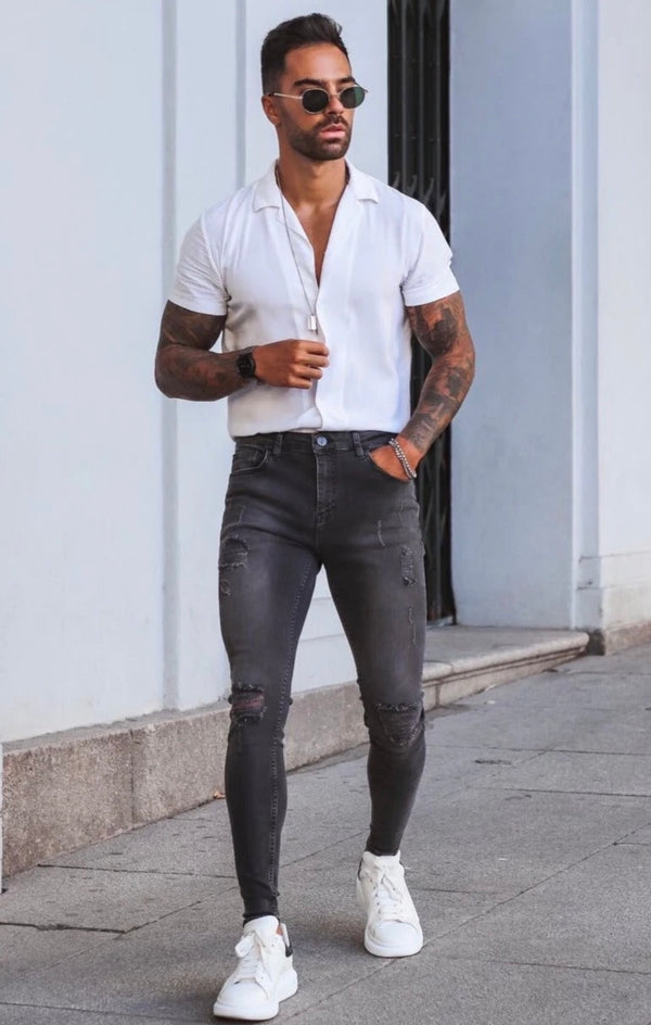 Spray on Jeans Grey Ripped - Emolos