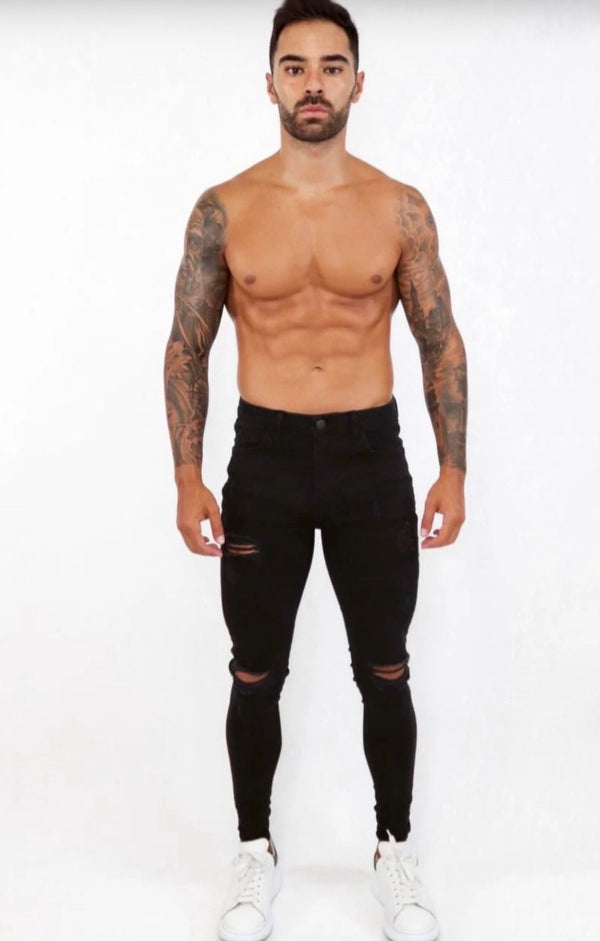 Spray on Jeans Black Ripped - Emolos