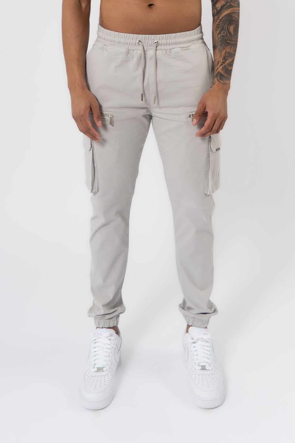 V2 Zip Details Cargo Pants - Light Grey - Emolos