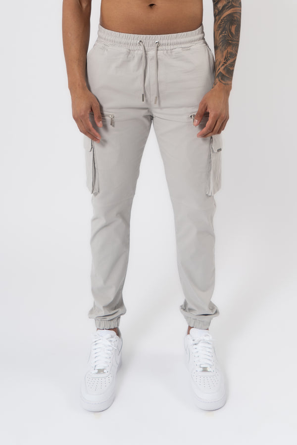 V2 Zip Details Cargo Pants - Light Grey - Emolos