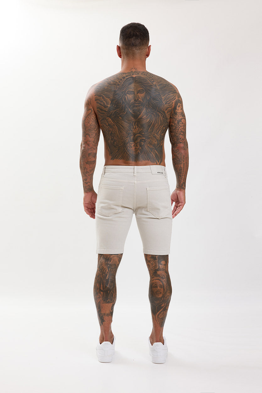 Slim Fit Denim Shorts Light Grey - Emolos
