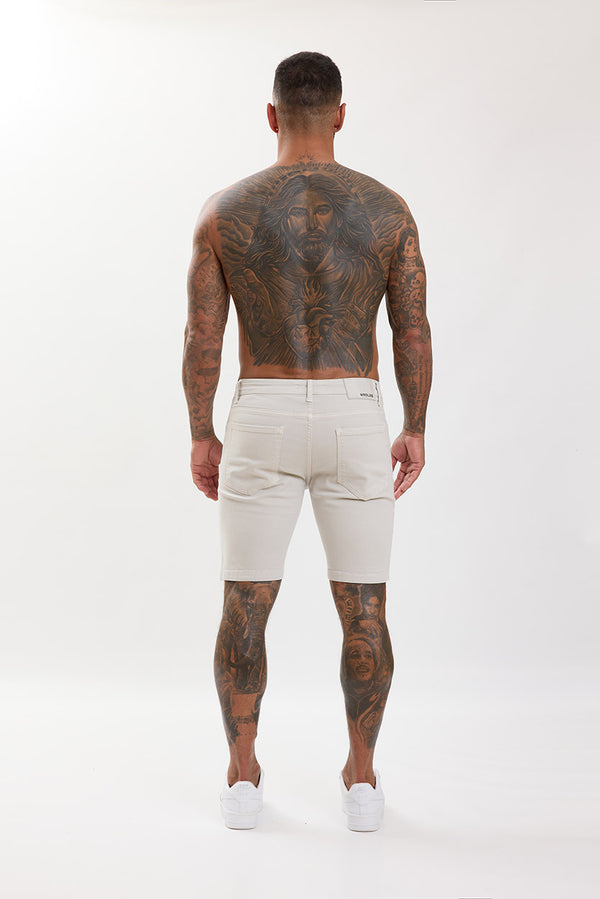 Slim Fit Denim Shorts Light Grey - Emolos