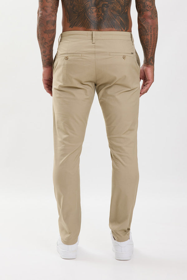 Slim Fit Chino Trousers Stone Beige - Emolos