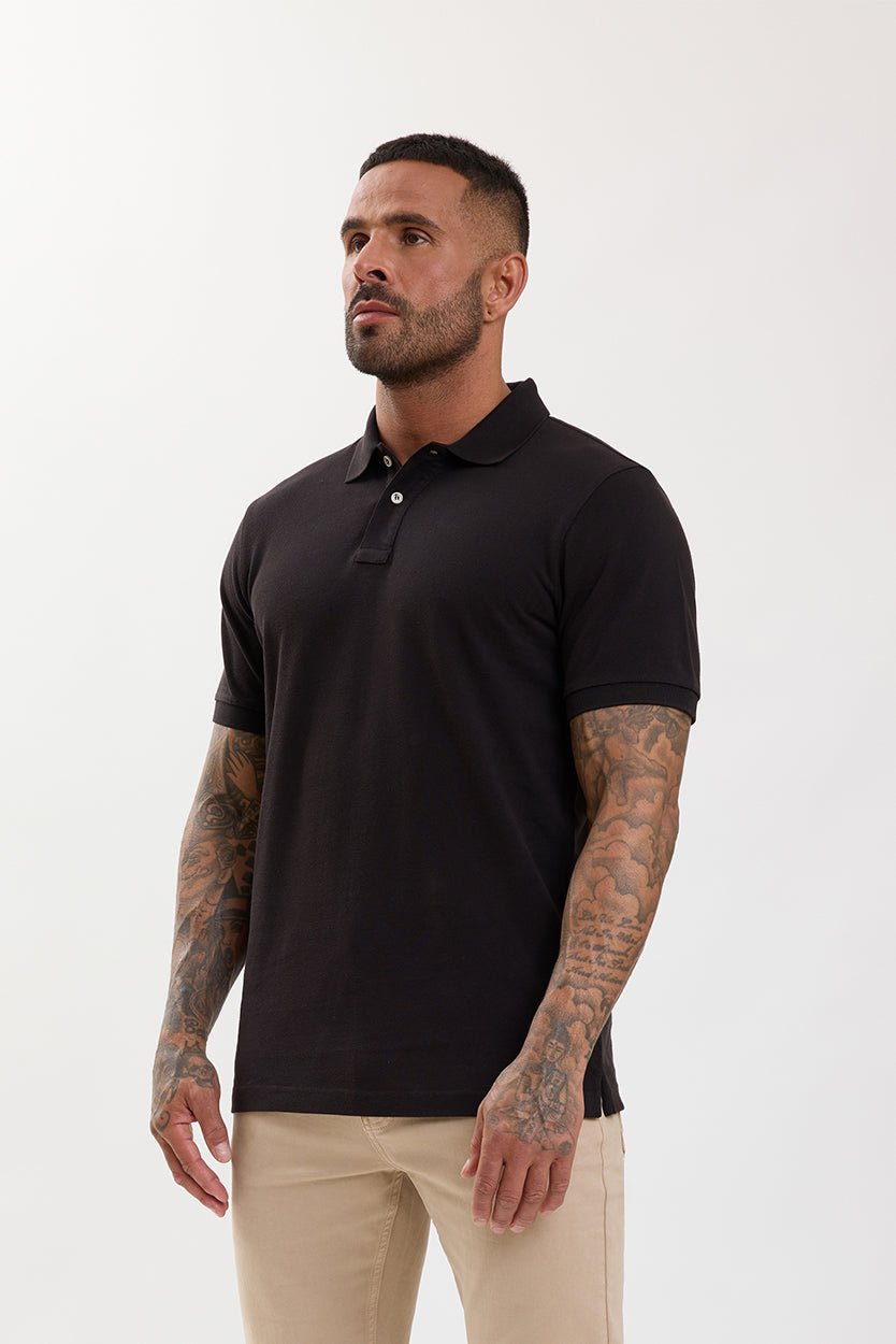 Premium Pique Polo Shirt Black - Emolos