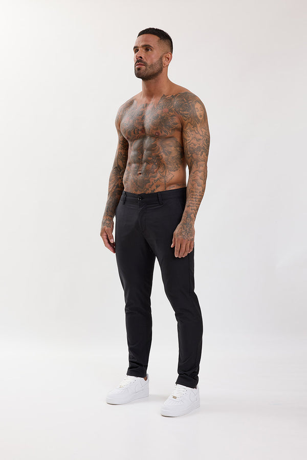Slim Fit Chino Trousers Black - Emolos