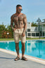 Slim Fit Denim Shorts Beige - Emolos