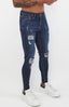 Spray on Jeans Dark Blue Ripped