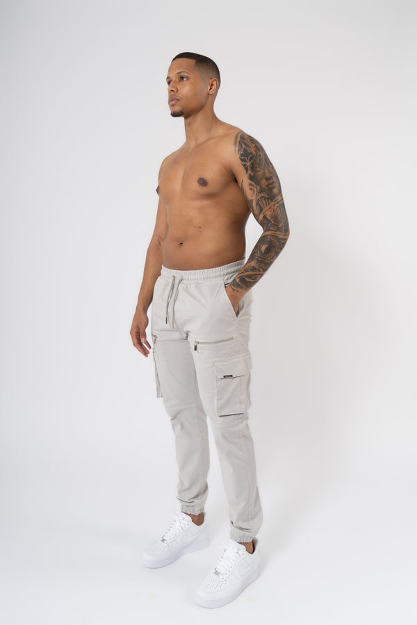 V2 Zip Details Cargo Pants - Light Grey - Emolos