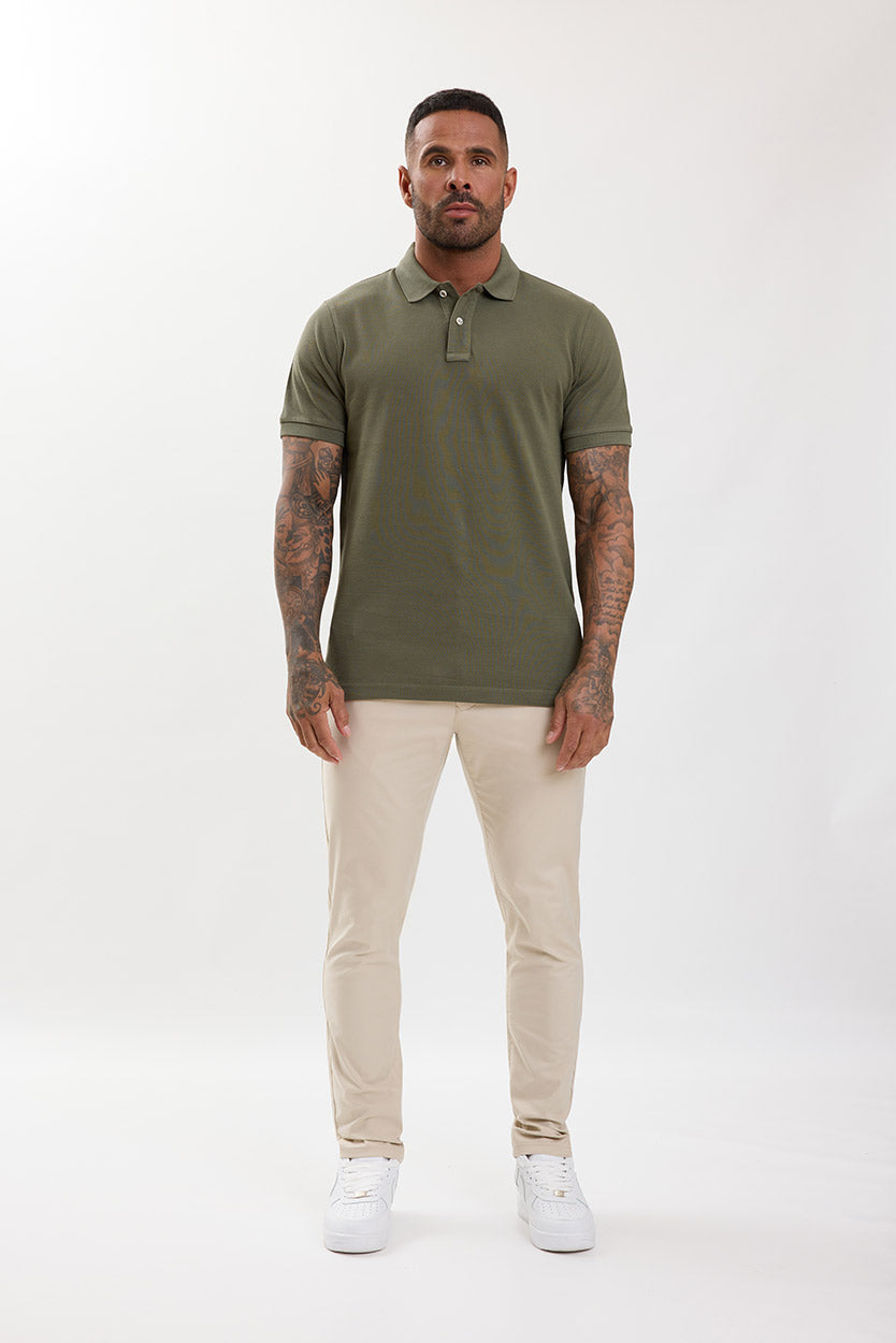 Premium Pique Polo Shirt Olive Khaki - Emolos