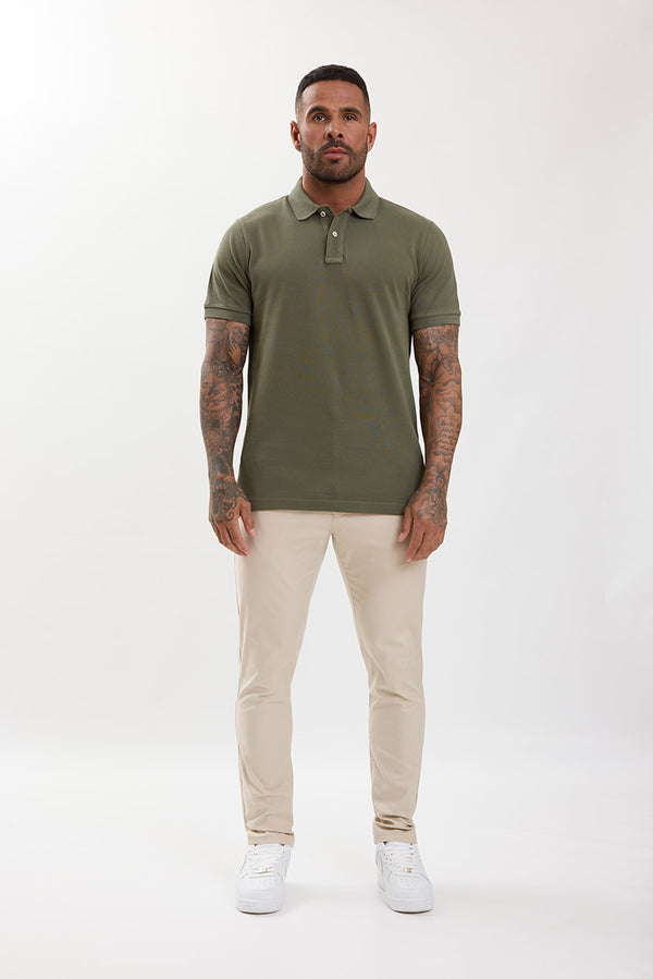 Premium Pique Polo Shirt Olive Khaki - Emolos