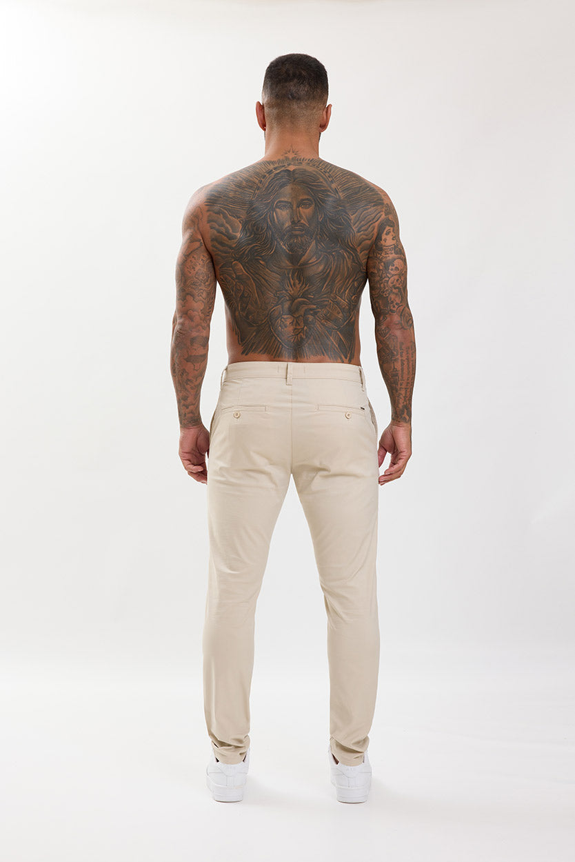 Slim Fit Chino Trousers Soft Sand - Emolos