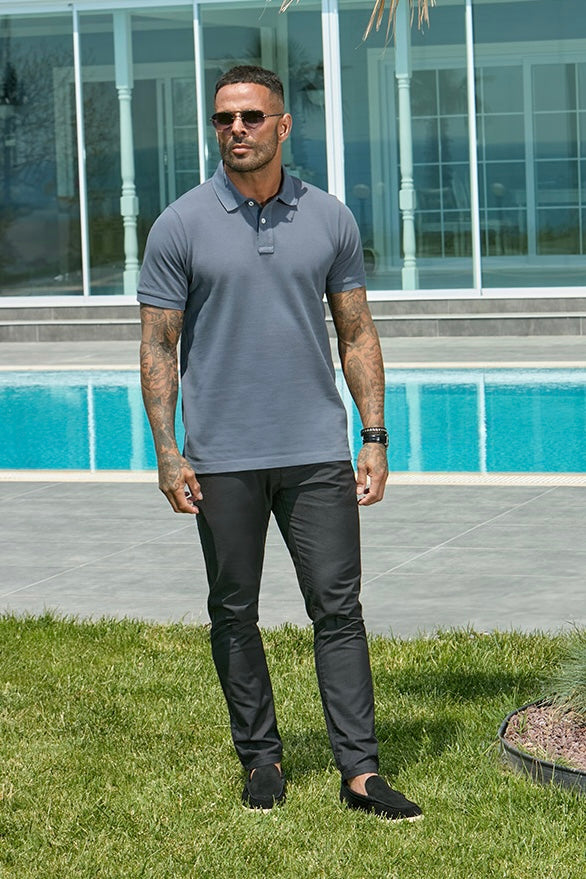 Slim Fit Chino Trousers Black - Emolos