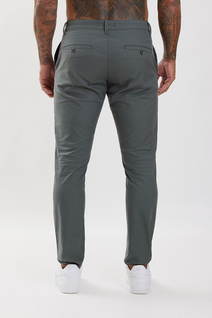 Slim Fit Chino Trousers Olive Grey - Emolos