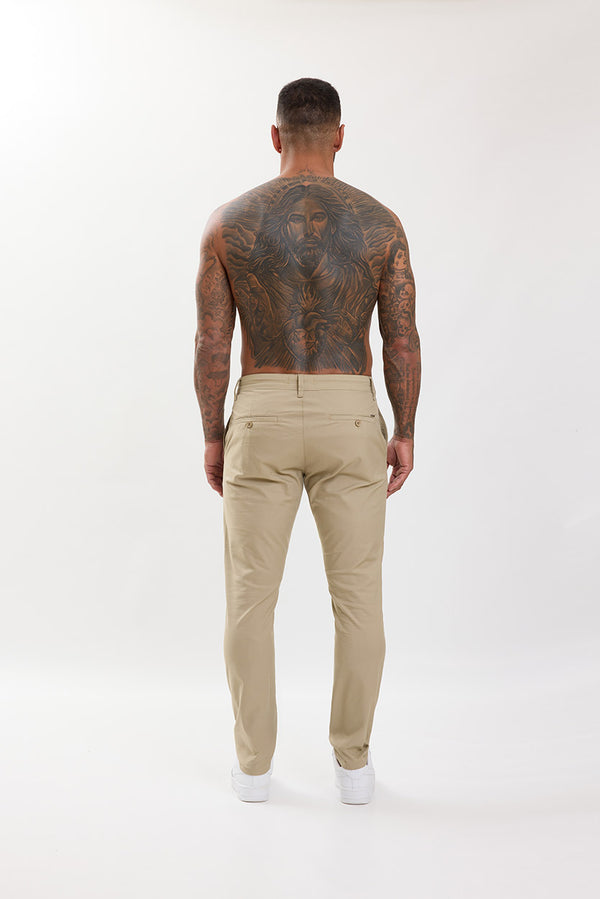 Slim Fit Chino Trousers Stone Beige - Emolos
