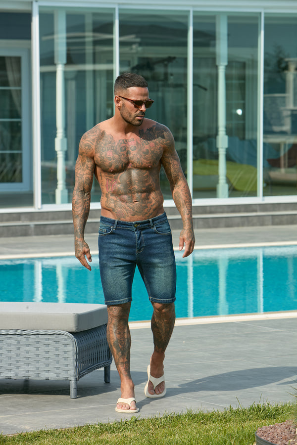 Denim Shorts Washed - Dark Blue - Emolos