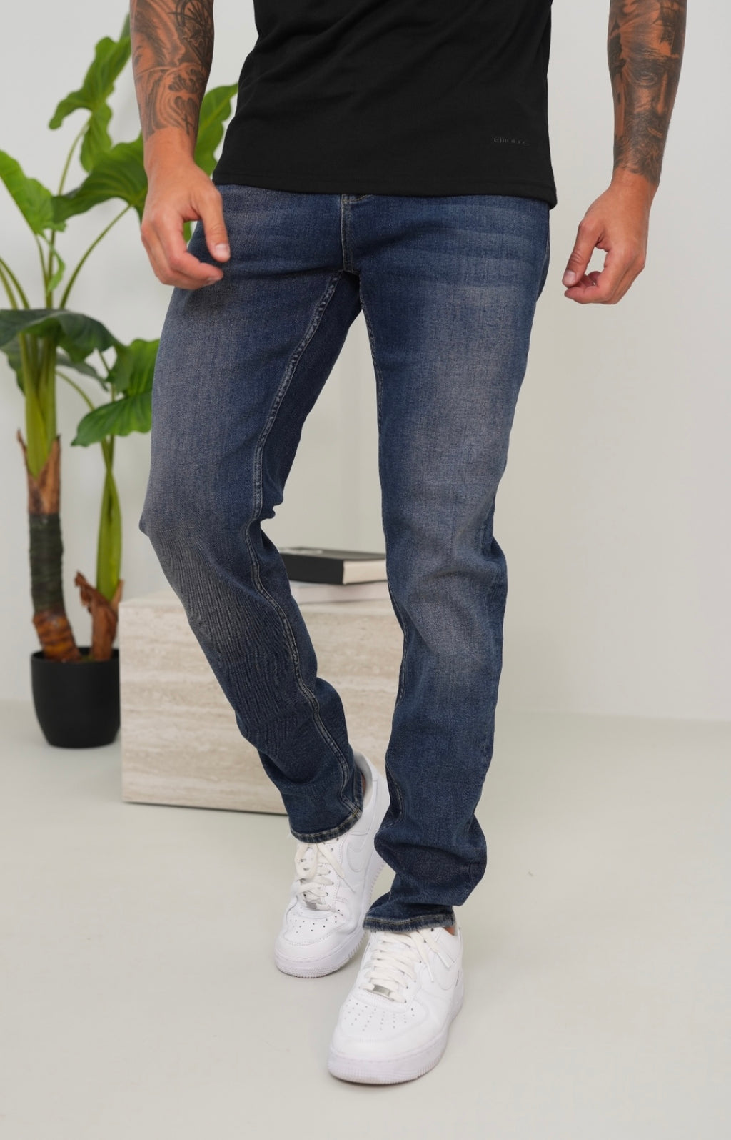 Slim Fit Jeans Washed -  Mid Blue - Emolos