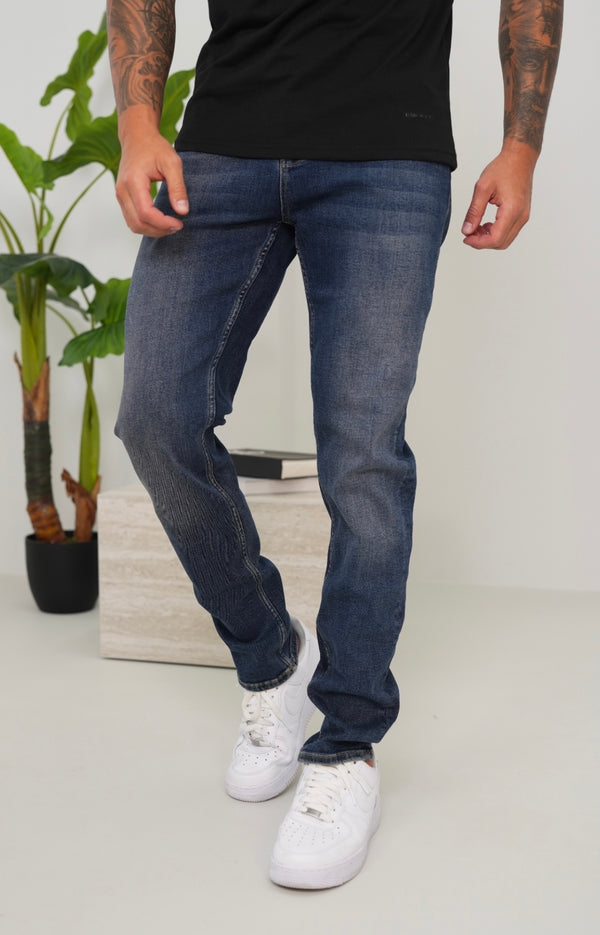 Slim Fit Jeans Washed -  Mid Blue - Emolos
