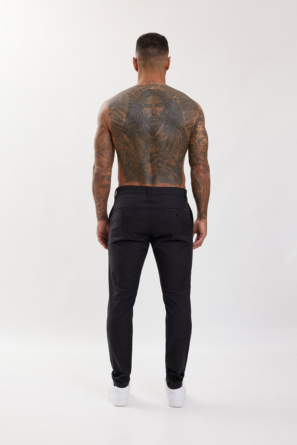Slim Fit Chino Trousers Black - Emolos