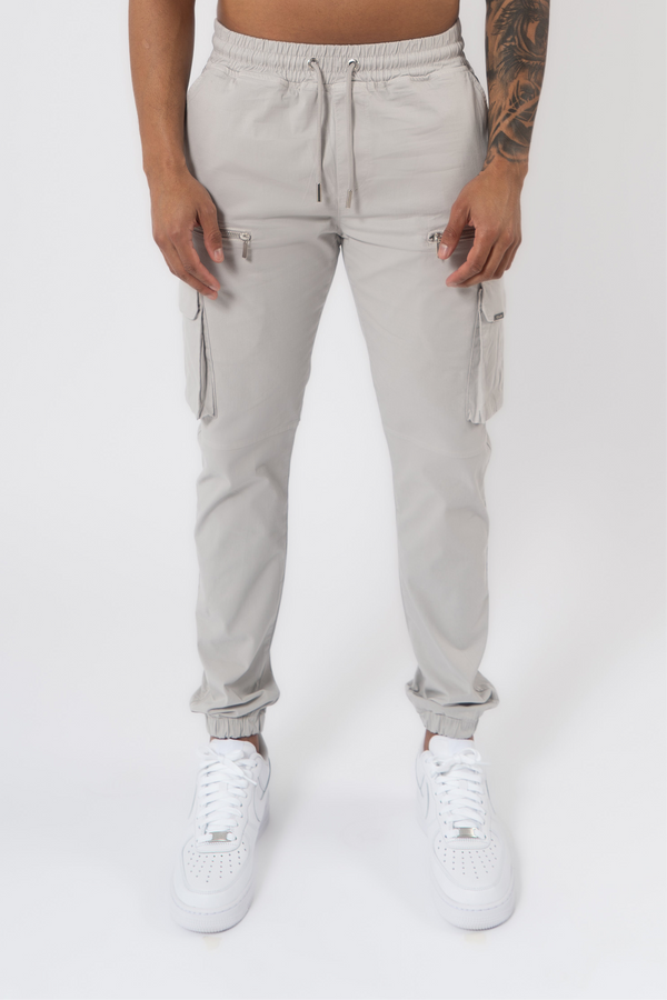 V2 Zip Details Cargo Pants - Light Grey - Emolos