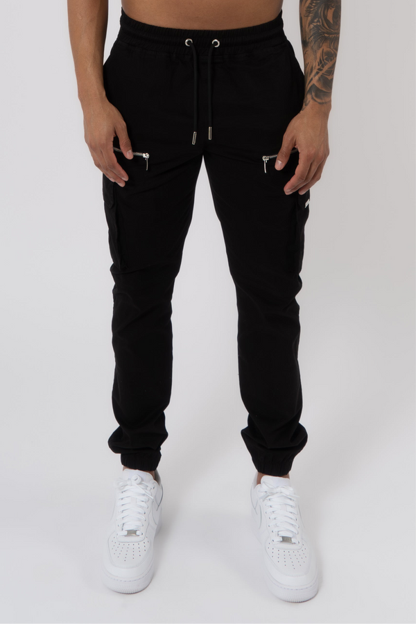V2 Zip Details Cargo Pants - Black - Emolos