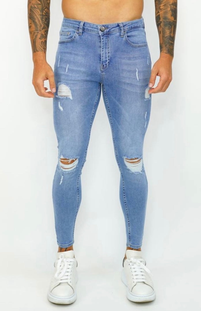 Spray on Jeans Light Blue Ripped - Emolos
