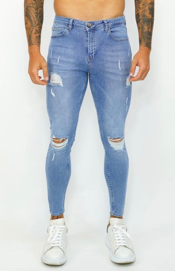 Spray on Jeans Light Blue Ripped - Emolos