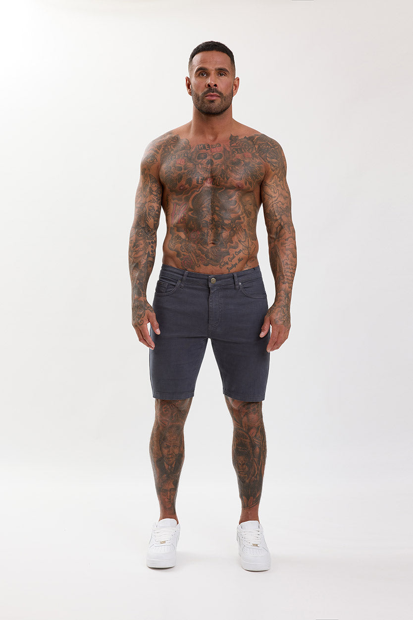 Slim Fit Denim Shorts Dark Grey - Emolos