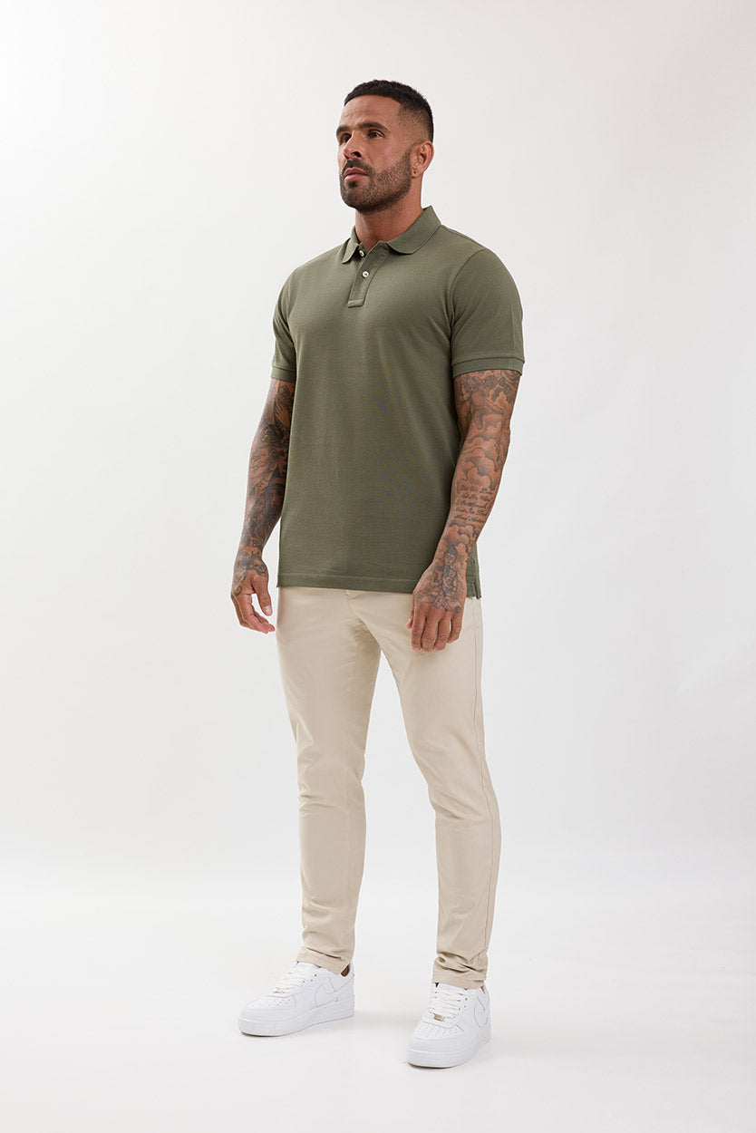 Premium Pique Polo Shirt Olive Khaki - Emolos