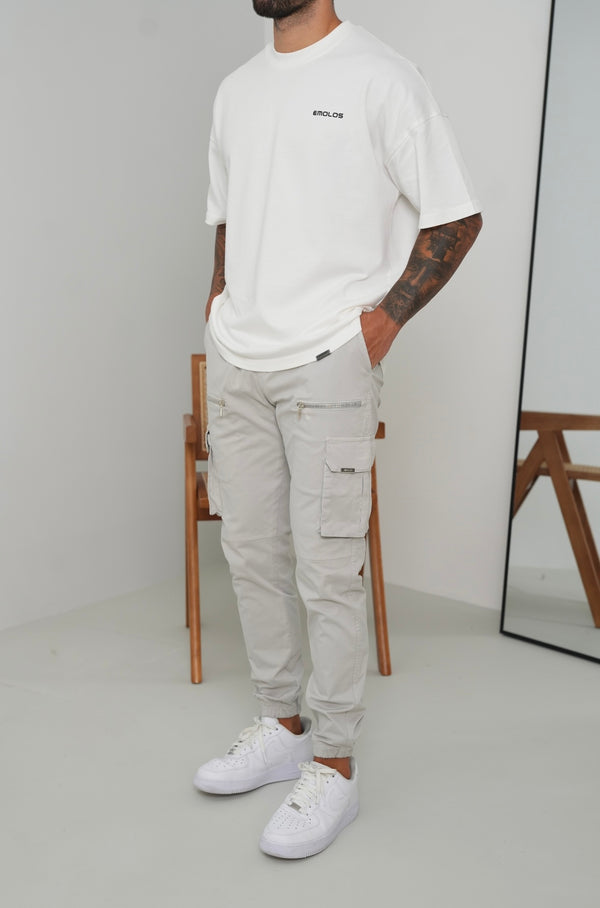 V2 Zip Details Cargo Pants - Light Grey - Emolos