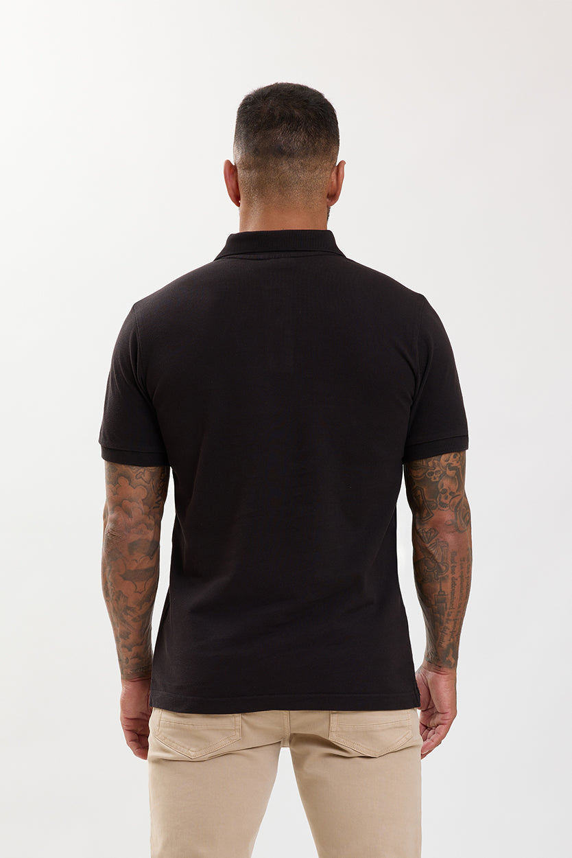 Premium Pique Polo Shirt Black - Emolos