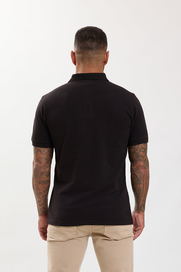 Premium Pique Polo Shirt Black - Emolos
